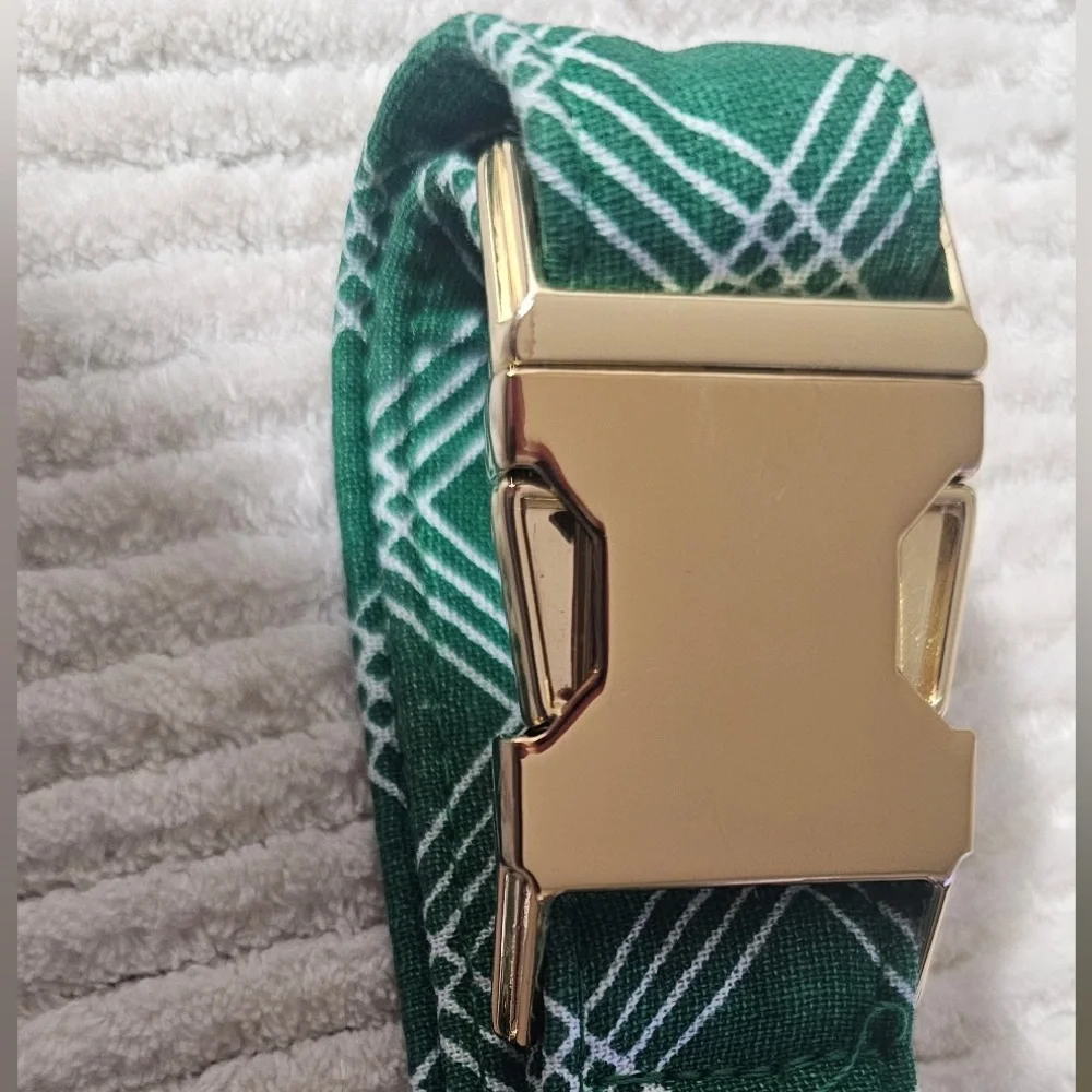 The Foggy Dog Green Plaid Dog Collar (L)